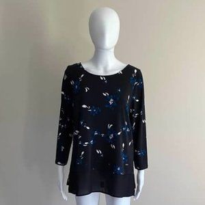 Ivanka Trump Long Sleeve Floral Top With Open Hem